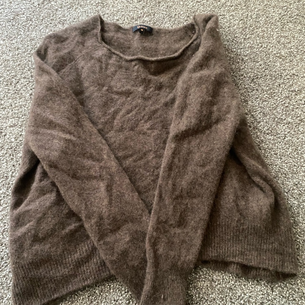 Quince 100% Cashmere Brown Crew Neck Sweater Soft Relaxed Fit